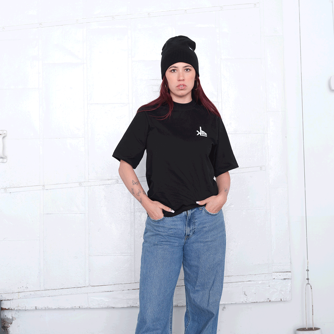 Oversized Mock-Neck Black Tee 2025